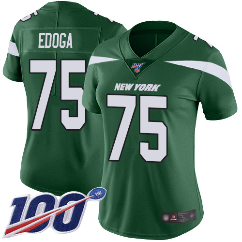New York Jets Limited Green Women Chuma Edoga Home Jersey NFL Football #75 100th Season Vapor Untouchable